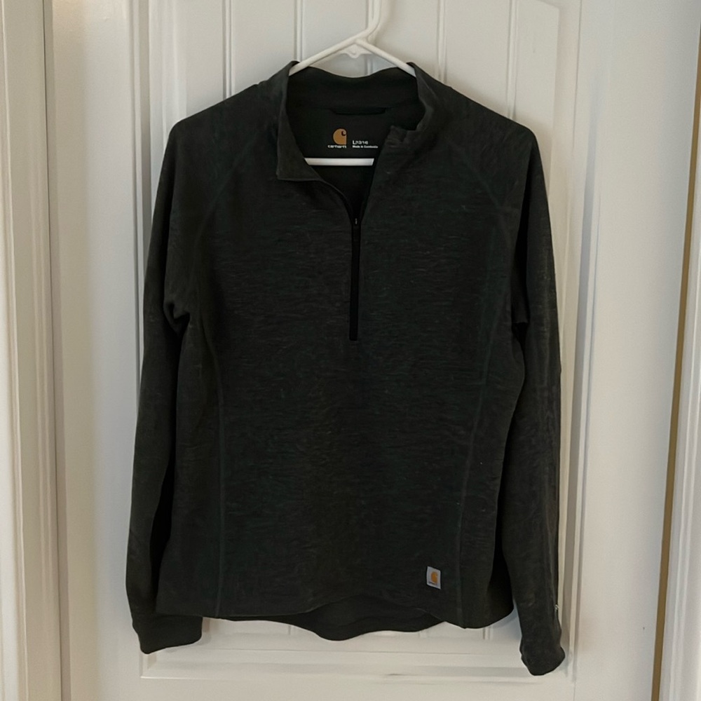 Women’s Carhartt half zip large grey long sleeve shirt